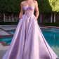 Ladivine CD389 Long A-Line Mikado Skirt Strapless Formal Dress