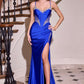 Ladivine CD390 Fitted Sweetheart Neck Stretch Satin Formal Dress