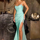 Ladivine CD391 Long Stretch Satin Fitted Prom Gown