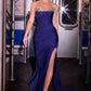Ladivine CD391 Long Stretch Satin Fitted Prom Gown