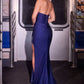 Ladivine CD391 Long Stretch Satin Fitted Prom Gown