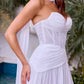 CLEARANCE - Ladivine CD395W Chiffon A-line Wedding Strapless Dress (Size 4)