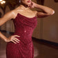 Ladivine CD396 Strapless Draped Neck Shimmering Sequin Fitted Formal Gown