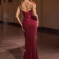 Ladivine CD396 Strapless Draped Neck Shimmering Sequin Fitted Formal Gown