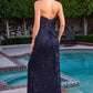 Ladivine CD396 Strapless Draped Neck Shimmering Sequin Fitted Formal Gown