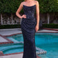 Ladivine CD396 Strapless Draped Neck Shimmering Sequin Fitted Formal Gown