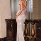 Ladivine CD396 Strapless Draped Neck Shimmering Sequin Fitted Formal Gown