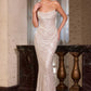 Ladivine CD396 Strapless Draped Neck Shimmering Sequin Fitted Formal Gown