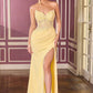 Ladivine CD397 Radiant Dimensional Floral Beading Fitted Gown