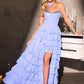 Ladivine CD402 Strapless Crystal Embellished High Low Chiffon Gown