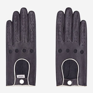 CD4050 (black/white) - Women’s Italian lambskin driving gloves with contrast trim