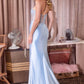 Ladivine CD405 Captivating 3D Floral Applique Fitted Satin Gown
