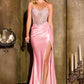 Ladivine CD405 Captivating 3D Floral Applique Fitted Satin Gown