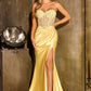 Ladivine CD405 Captivating 3D Floral Applique Fitted Satin Gown