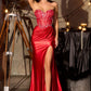 Ladivine CD405 Captivating 3D Floral Applique Fitted Satin Gown