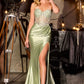 Ladivine CD405 Captivating 3D Floral Applique Fitted Satin Gown