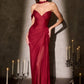 Ladivine CD406 Sculpted Pleated Bodice Lightweight Chiffon Fitted Gown