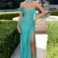 Ladivine CD406 Sculpted Pleated Bodice Lightweight Chiffon Fitted Gown