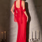 Ladivine CD406 Sculpted Pleated Bodice Lightweight Chiffon Fitted Gown