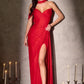 Ladivine CD406 Sculpted Pleated Bodice Lightweight Chiffon Fitted Gown