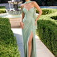 Ladivine CD406 Sculpted Pleated Bodice Lightweight Chiffon Fitted Gown