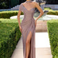 Ladivine CD406 Sculpted Pleated Bodice Lightweight Chiffon Fitted Gown