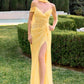 Ladivine CD406 Sculpted Pleated Bodice Lightweight Chiffon Fitted Gown
