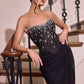 Ladivine CD407 Strapless Sheer Corset Bodice Slit Fitted Formal Gown