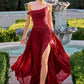 CLEARANCE - Ladivine CD409 One Shoulder Luminescent Chiffon A-Line Navy Dress (Size 14, 16)