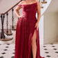 Ladivine CD409 One Shoulder Flowing Luminescent Chiffon A-Line Dress