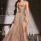 CLEARANCE - Ladivine CD409 One Shoulder Luminescent Chiffon A-Line Navy Dress (Size 14, 16)