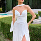 Ladivine CD410W Sculpted Sweetheart Pleated Chiffon A-Line Dress
