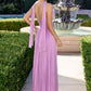 CLEARANCE - Ladivine CD410 Luminescent Chiffon Strapless Lavender Dress (Size 16)