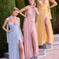 CLEARANCE - Ladivine CD410 Luminescent Chiffon Strapless Lavender Dress (Size 16)