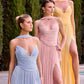 CLEARANCE - Ladivine CD410 Luminescent Chiffon Strapless Lavender Dress (Size 16)