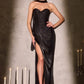 Ladivine CD411 Strapless Sweetheart Pleated Detail Fitted Gown