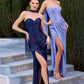 Ladivine CD411 Strapless Sweetheart Pleated Detail Fitted Gown