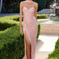 Ladivine CD411 Strapless Sweetheart Pleated Detail Fitted Gown