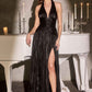 Ladivine CD412 Elegant Plunging Halter Flowing A-Line Gown