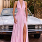 Ladivine CD412 Elegant Plunging Halter Flowing A-Line Gown