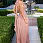 Ladivine CD412 Elegant Plunging Halter Flowing A-Line Gown