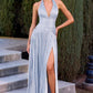 Ladivine CD412 Elegant Plunging Halter Flowing A-Line Gown