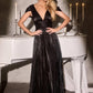 Ladivine CD413 Ethereal Shimmering Pleated Chiffon A-Line Gown