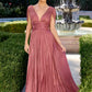 Ladivine CD413 Ethereal Shimmering Pleated Chiffon A-Line Gown
