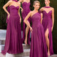 CLEARANCE - Ladivine CD410 Luminescent Chiffon Strapless Lavender Dress (Size 16)