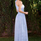 Ladivine CD415 One Shoulder Pleated Luminescent Chiffon Flowy Gown