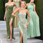 Ladivine CD415 One Shoulder Pleated Luminescent Chiffon Flowy Gown