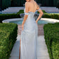 Ladivine CD417 Off Shoulder Pleated Luminescent Chiffon Fitted Gown