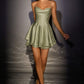 Ladivine CD425 Timeless Corset Satin Fit and Flare Mini Dress