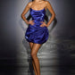 Ladivine CD426 Strapless Fitted Lustrous Satin Mini Dress
